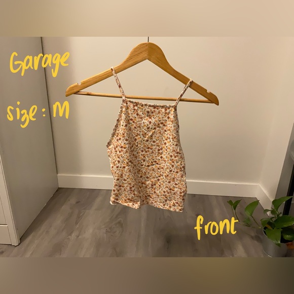 Garage Flower Printed Yellow Halter Top - Picture 1 of 2